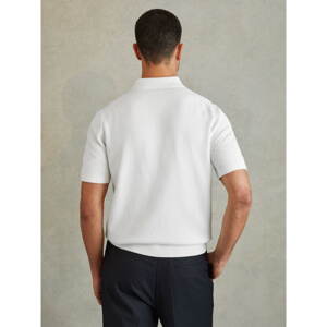 REISS LUPTON Cotton Textured Press Stud Polo Shirt